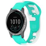 For Garmin Venu 3 22mm Double Color Silicone Watch Band(Cyan+White)