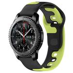 For Samsung Gear S3 Frontier 22mm Double Color Silicone Watch Band(Black+Green)