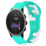For SUUNTO 5 Peak 22mm Double Color Silicone Watch Band(Cyan+White)