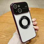 For iPhone 15 Plus Large Window Magsafe Electroplating TPU Phone Case(Purple)