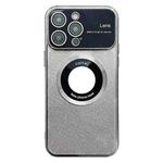 For iPhone 15 Pro Max Large Window MagSafe Gradient Glitter Electroplating TPU Phone Case(Silver)