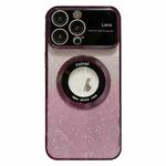 For iPhone 15 Pro Large Window MagSafe Gradient Glitter Electroplating TPU Phone Case(Purple)