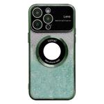 For iPhone 15 Pro Large Window MagSafe Gradient Glitter Electroplating TPU Phone Case(Green)