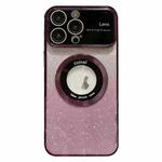 For iPhone 14 Pro Large Window MagSafe Gradient Glitter Electroplating TPU Phone Case(Purple)