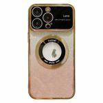 For iPhone 14 Pro Max Large Window MagSafe Gradient Glitter Electroplating TPU Phone Case(Gold)