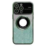 For iPhone 14 Pro Max Large Window MagSafe Gradient Glitter Electroplating TPU Phone Case(Green)