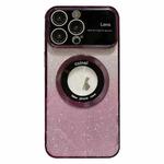 For iPhone 13 Pro Max Large Window MagSafe Gradient Glitter Electroplating TPU Phone Case(Purple)