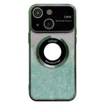 For iPhone 13 Large Window MagSafe Gradient Glitter Electroplating TPU Phone Case(Green)