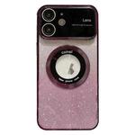 For iPhone 12 Large Window MagSafe Gradient Glitter Electroplating TPU Phone Case(Purple)