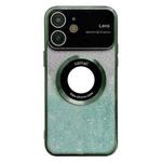 For iPhone 12 Large Window MagSafe Gradient Glitter Electroplating TPU Phone Case(Green)