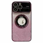 For iPhone 11 Pro Max Large Window MagSafe Gradient Glitter Electroplating TPU Phone Case(Purple)