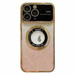 For iPhone 11 Pro Max Large Window MagSafe Gradient Glitter Electroplating TPU Phone Case(Gold)