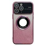 For iPhone 11 Pro Max Large Window MagSafe Gradient Glitter Electroplating TPU Phone Case(Rose Red)