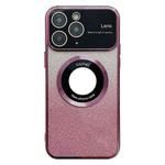 For iPhone 11 Pro Large Window MagSafe Gradient Glitter Electroplating TPU Phone Case(Rose Red)