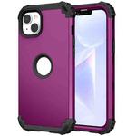 For iPhone 15 3 in 1 Silicone Hybrid PC Shockproof Phone Case(Purple)