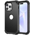 For iPhone 15 Pro 3 in 1 Silicone Hybrid PC Shockproof Phone Case(Black)