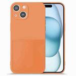 For iPhone 15 Plus Imitate Liquid Silicone Skin Feel Phone Case with Card Slot(Orange)