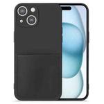 For iPhone 15 Plus Imitate Liquid Silicone Skin Feel Phone Case with Card Slot(Black)