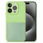 For iPhone 15 Pro Imitate Liquid Silicone Skin Feel Phone Case with Card Slot(Tea Green)