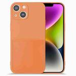For iPhone 14 Plus Imitate Liquid Silicone Skin Feel Phone Case with Card Slot(Orange)