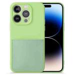 For iPhone 14 Pro Max Imitate Liquid Silicone Skin Feel Phone Case with Card Slot(Tea Green)