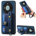 For Huawei Mate 60 Pro Retro Cross Wristband Wallet Leather Back Phone Case(Blue)