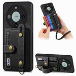 For Huawei Mate 60 Pro Retro Cross Wristband Wallet Leather Back Phone Case(Black)
