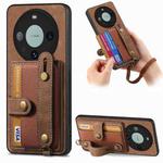 For Huawei Mate 60 Pro Retro Cross Wristband Wallet Leather Back Phone Case(Brown)