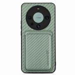 For Huawei Mate 60 Pro Carbon Fiber Leather Card Magnetic Phone Case(Green)
