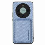For Huawei Mate 60 Pro Carbon Fiber Leather Card Magnetic Phone Case(Blue)