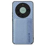 For Huawei Mate 60 Pro Carbon Fiber Magnetic Card Bag Phone Case(Blue)