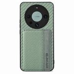 For Huawei Mate 60 Pro Carbon Fiber Magnetic Card Bag Phone Case(Green)