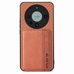 For Huawei Mate 60 Pro Carbon Fiber Magnetic Card Bag Phone Case(Brown)