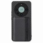 For Huawei Mate 60 Pro Carbon Fiber Magnetic Card Bag Phone Case(Black)