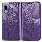 Butterfly Love Flowers Embossing Horizontal Flip Leather Case For Samsung  A2 Core with Holder & Card Slots & Wallet & Lanyard(Dark purple)