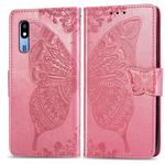 Butterfly Love Flowers Embossing Horizontal Flip Leather Case For Samsung  A2 Core with Holder & Card Slots & Wallet & Lanyard(Pink)