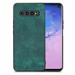 For Samsung Galaxy S10 Vintage Leather PC Back Cover Phone Case(Green)