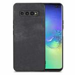 For Samsung Galaxy S10+ Vintage Leather PC Back Cover Phone Case(Black)