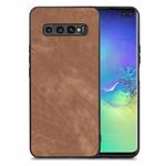 For Samsung Galaxy S10+ Vintage Leather PC Back Cover Phone Case(Brown)