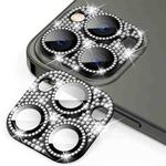 For iPhone 15 Pro / 15 Pro Max ENKAY Hat-Prince Blink Diamond Camera Lens Aluminium Alloy + Tempered Glass Full Coverage Protector(Black)