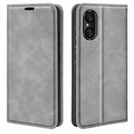 For Sony Xperia 5 V Retro-skin  Magnetic Suction Leather Phone Case(Grey)
