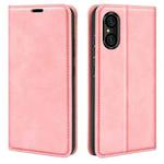 For Sony Xperia 5 V Retro-skin Magnetic Suction Leather Phone Case(Pink)