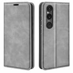 For Sony Xperia 1 VI Retro-skin Magnetic Suction Leather Phone Case(Grey)