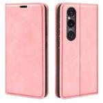 For Sony Xperia 1 VI Retro-skin Magnetic Suction Leather Phone Case(Pink)