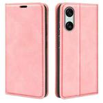 For Sony Xperia 10 VI Retro-skin Magnetic Suction Leather Phone Case(Pink)