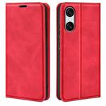 For Sony Xperia 10 VI Retro-skin Magnetic Suction Leather Phone Case(Red)