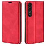 For Sony Xperia 1 VII Retro-skin Magnetic Suction Leather Phone Case(Red)