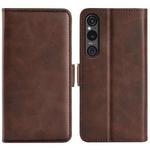 For Sony Xperia 1 VI Dual-side Magnetic Buckle Horizontal Flip Leather Phone Case(Brown)