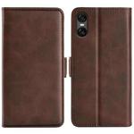 For Sony Xperia 10 VI Dual-side Magnetic Buckle Horizontal Flip Leather Phone Case(Brown)