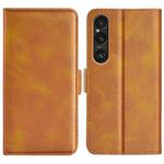 For Sony Xperia 1 VII Dual-side Magnetic Buckle Horizontal Flip Leather Phone Case(Yellow)